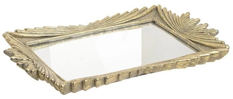 Tava din rasina cu oglinda Antique Gold 40 x 27 cm