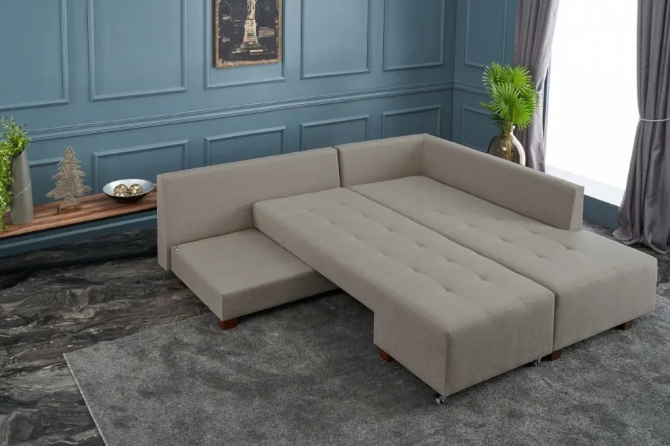 Coltar Extensibil Manama Corner Sofa Bed Right, Crem
