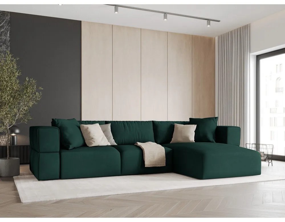 Colțar verde (cu colț pe partea dreaptă) Esther – Milo Casa