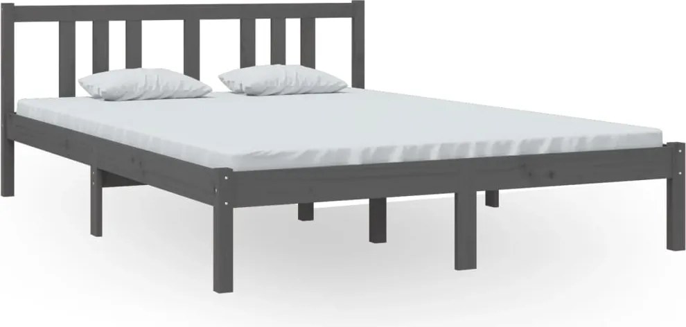 vidaXL Cadru de pat, gri, 140x200 cm, lemn masiv de pin