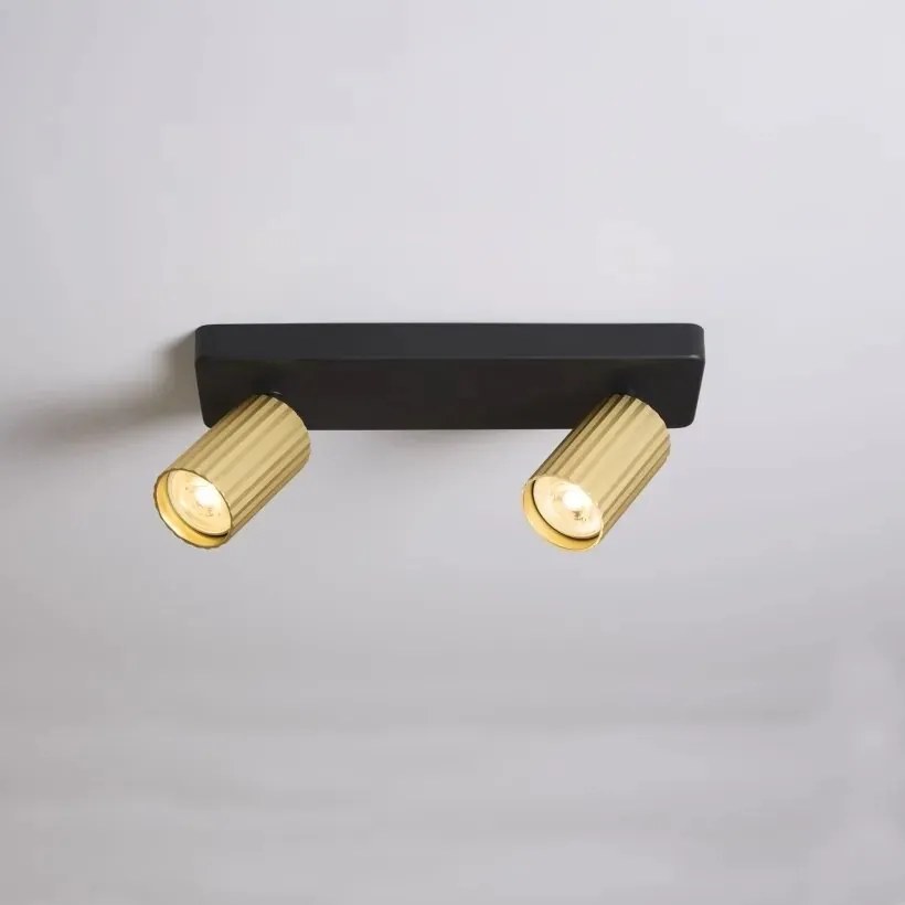 Aplica cu 2 spoturi din aluminiu canelat Anna auriu