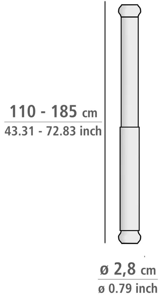 Tijă telescopică pentru baie Wenko Luz, lungime 110-185 cm, alb