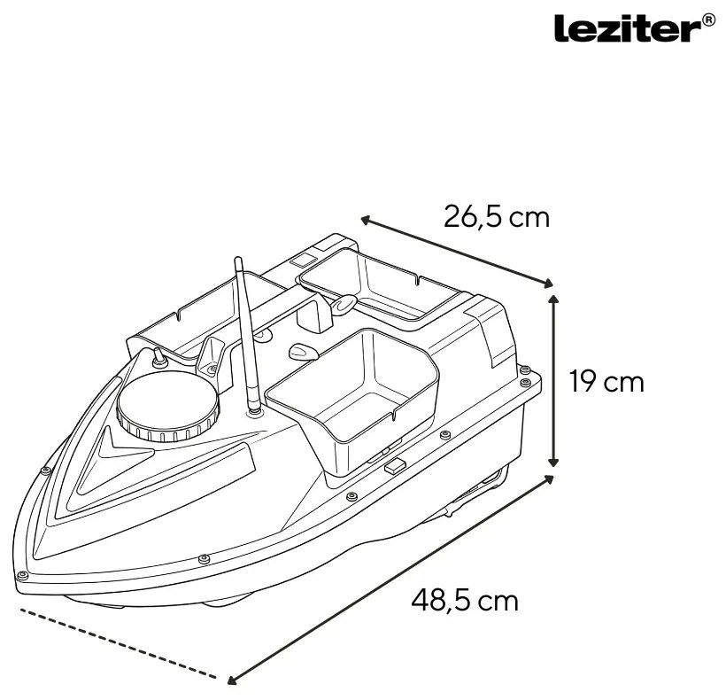 Feeder barca V6 GPS 3 rezervoare spate și lateral cu negru