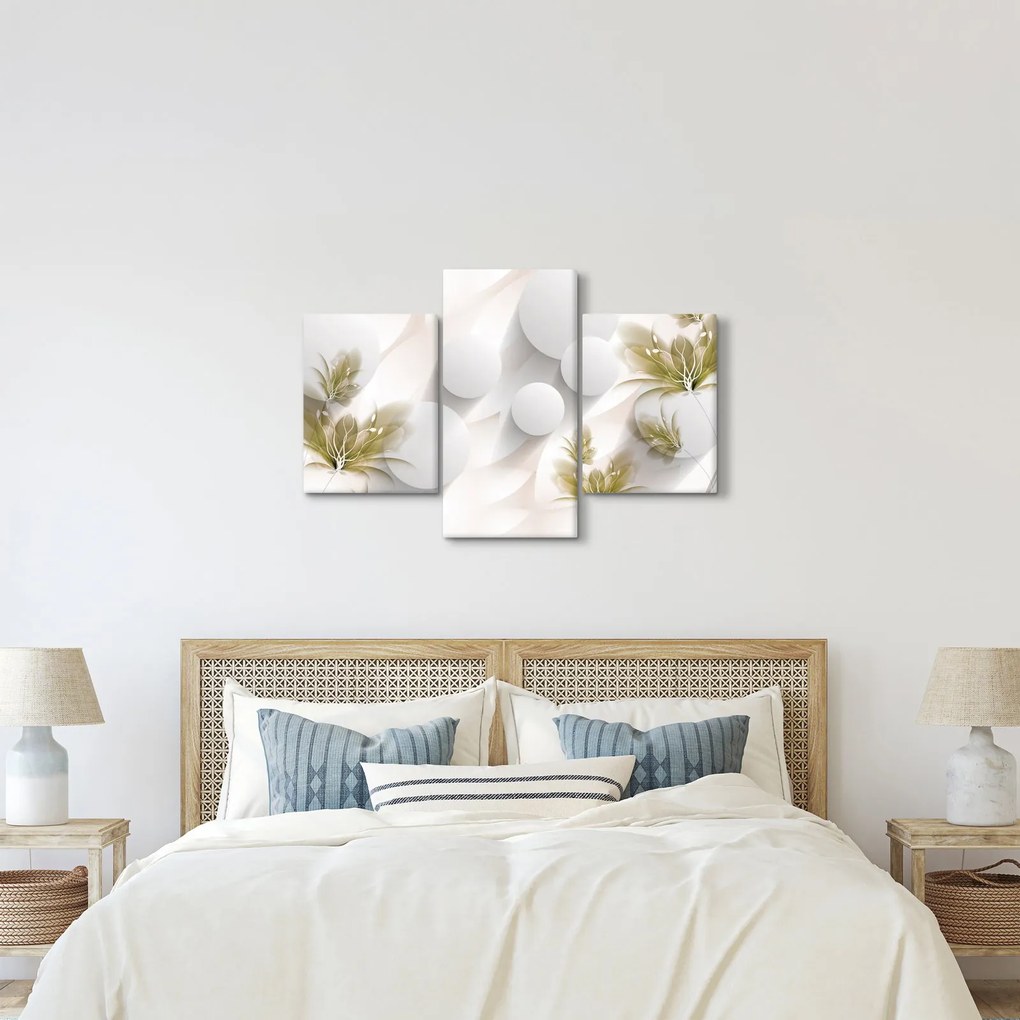 Tablou - 3D cercuri cu flori (90x60 cm)