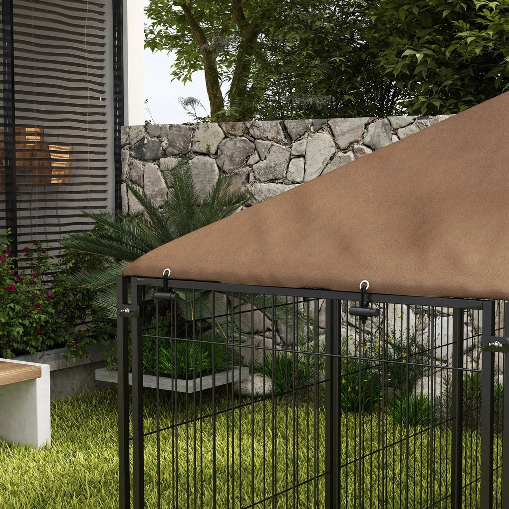 Pawhut Gard Metalic pentru Caini – Cu Usa pentru Bol &amp; Husa Oxford | Aosom Romania