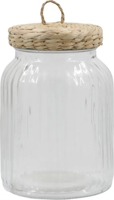 Borcan cu capac din papura, H16/D11cm - 900 ml