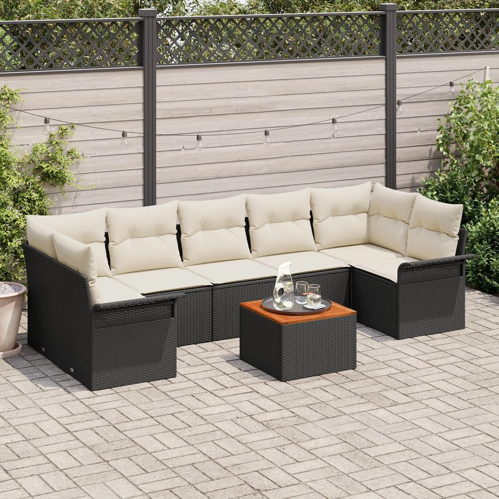vidaXL Set de canapele pentru grădină 8 pcs Negru Rattan poli