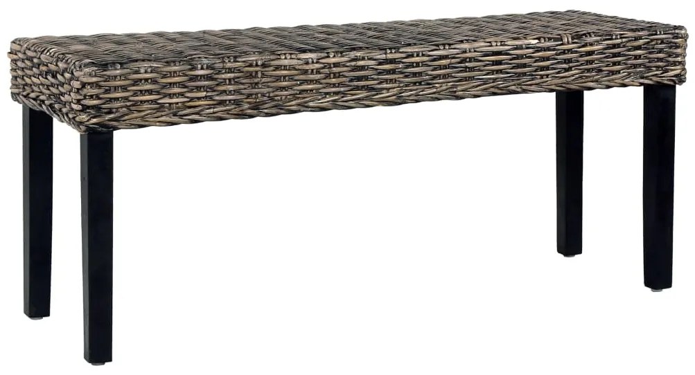 285790 vidaXL Bancă, negru, 110 cm, ratan kubu și lemn masiv de mango