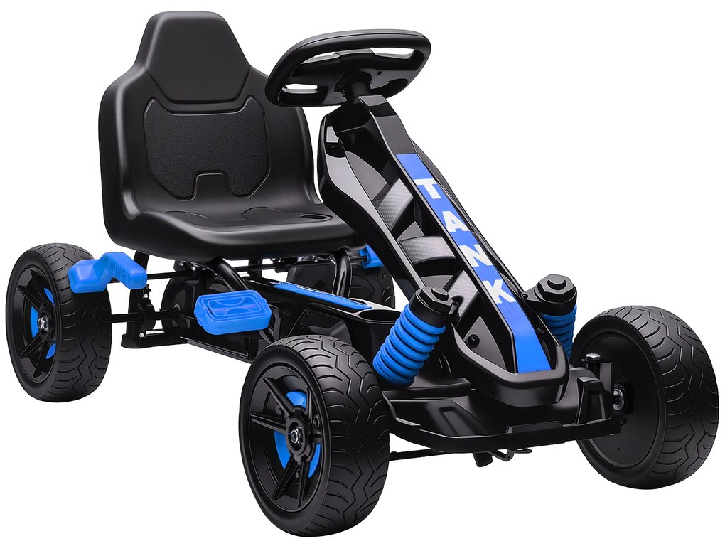 AIYAPLAY Kart cu pedale pentru copii, karting copii 3-6 ani cu ambreiaj automat, frână, roți EVA antiderapante, albastru | Aosom Romania