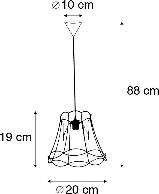 Lampă suspendată retro neagră 20 cm - Granny Frame