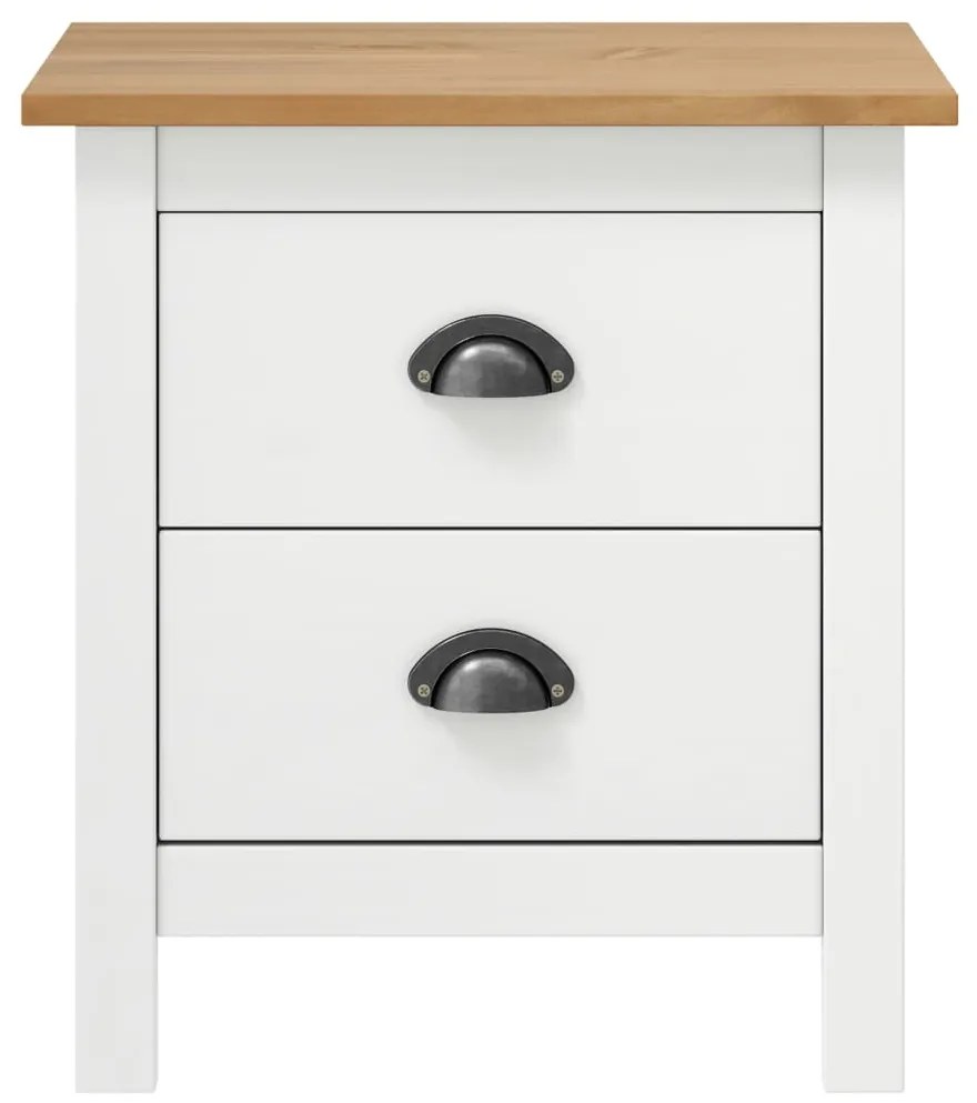 Noptiera Hill, 2 buc., alb, 46x35x49,5 cm, lemn masiv de pin