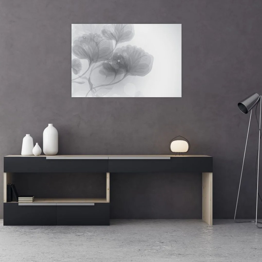 Tablou - Flori în nuanțe gri (90x60 cm)