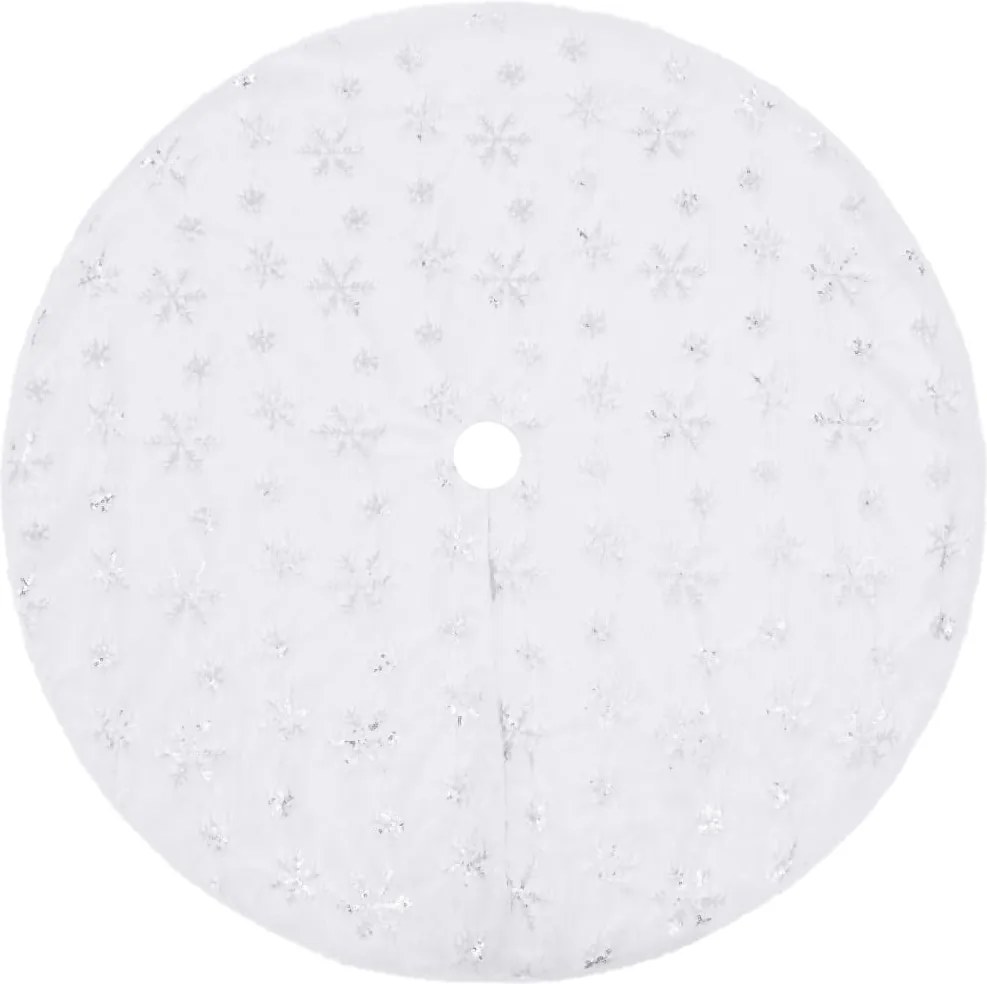 vidaXL Fustă de lux pentru brad de Crăciun, albă, 122 cm, blană artificială