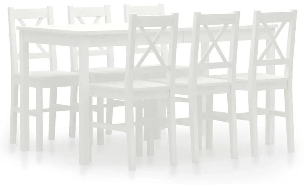 Set mobilier de bucatarie, 7 piese, alb, lemn de pin Alb, 7
