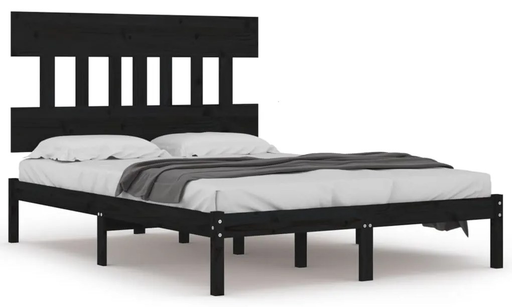 3104737 vidaXL Cadru de pat, negru, 120x200 cm, lemn masiv