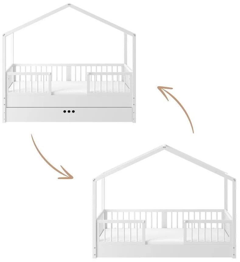 Pat copii Dream Nest Snow House alb 80x160 cm