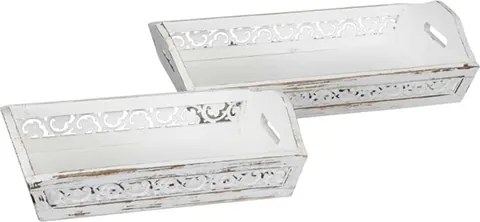 Tava Vintage din lemn alb 48x28x11 cm