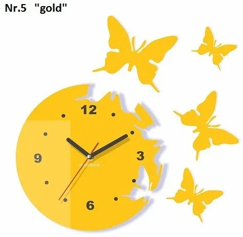 Ceas de perete modern cu fluturi Roz
