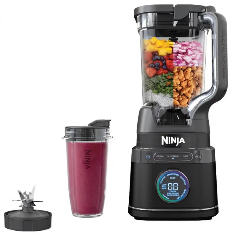 Blender 3in1 Ninja TB401EU, 1200W, 2.1 L, 10 viteze + moduri, Timer, LED, Tehnologie BlendSense, Fara BPA, Negru
