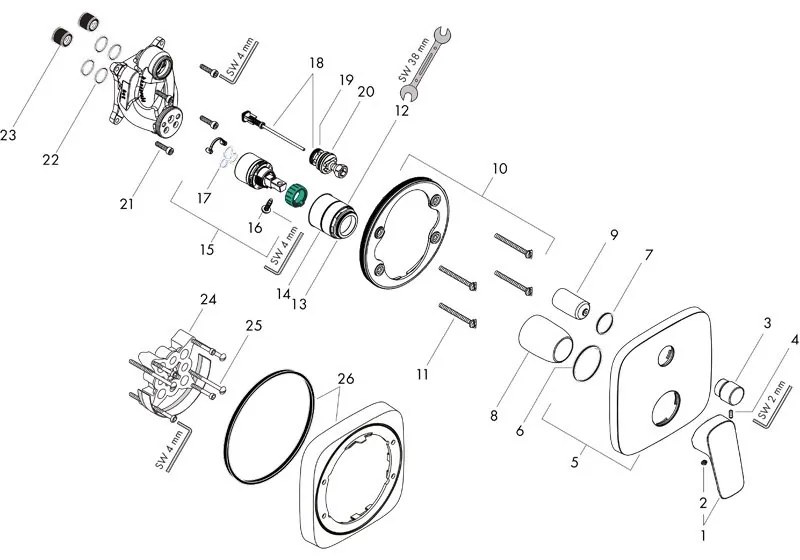 Mixer dus Hansgrohe, Logis, crom