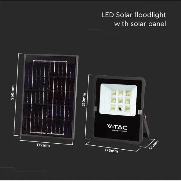Proiector solar LED exterior 6W, 3,2V, 6400K, IP65