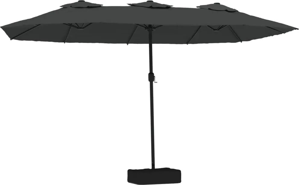 vidaXL Umbrelă de grădină cu două capete cu LED, antracit, 449x265 cm