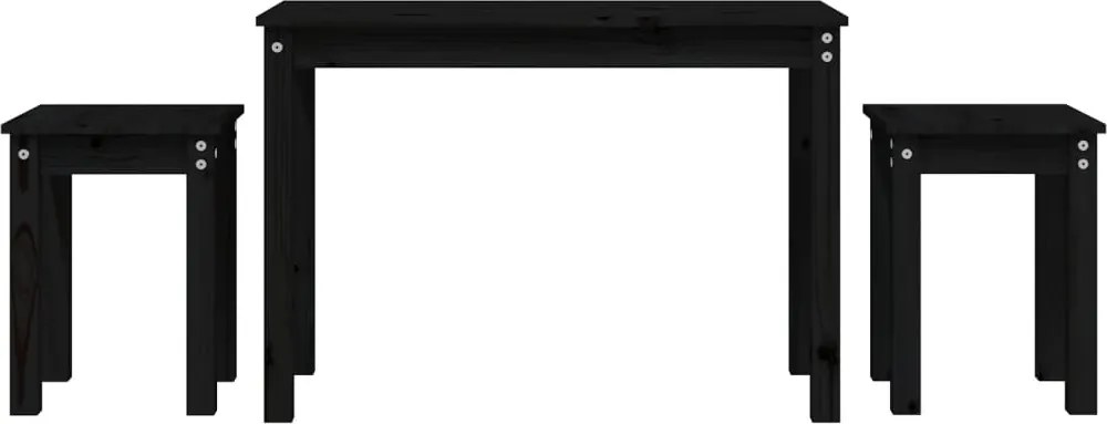 vidaXL Mese suprapuse, 3 buc., negru, lemn masiv de pin