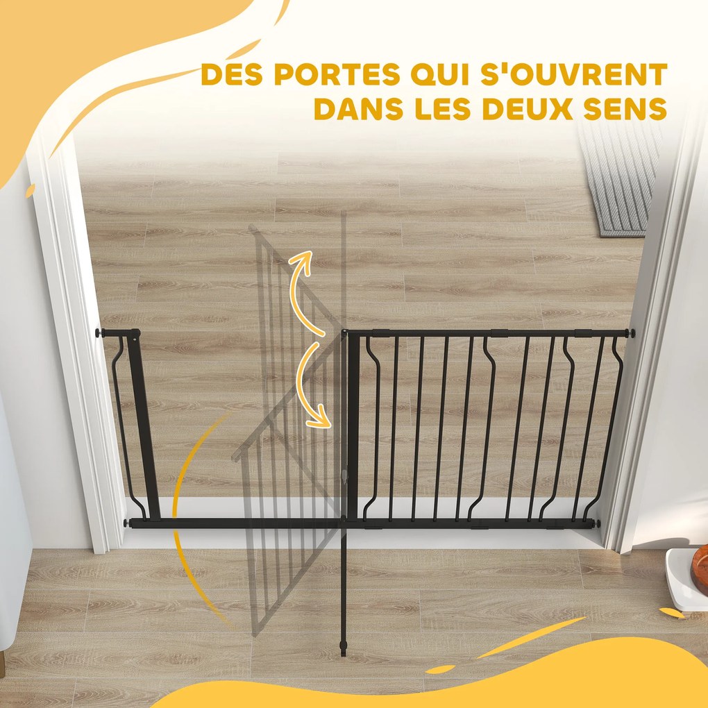 PawHut Barieră de siguranță barieră pentru animal de companie lungime reglabilă dim. 145L x 76H cm negru | Aosom Romania