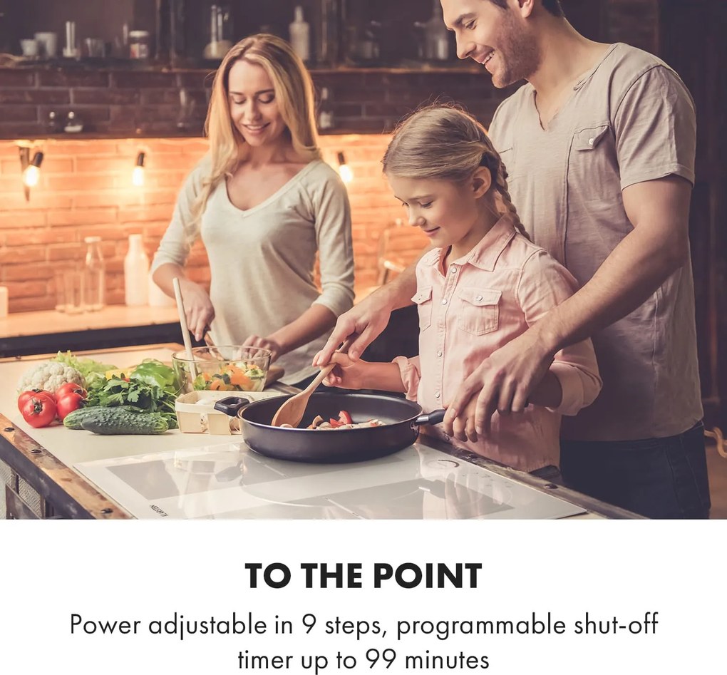 Klarstein Delicatessa 60, plită de inducție, 4 zone, 7000 W, Timer, albă