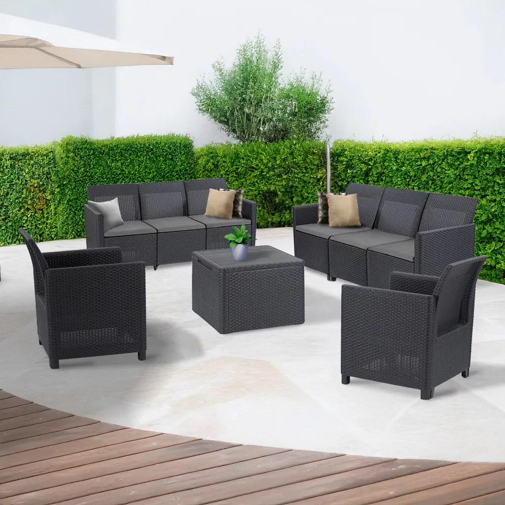 Set de mobilier de grădină Claire cu 8 locuri, grafit