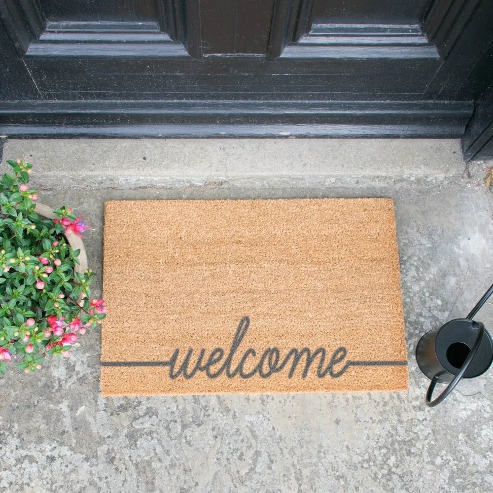 Covoraș intrare Artsy Doormats Welcome Scribbled, 40 x 60 cm, gri