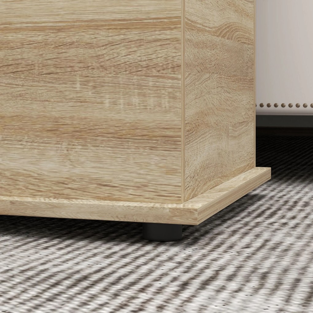 HOMCOM Cutie de depozitare, banc de depozitare cu capac rabatabil și balamale de siguranță, 100 x 40 x 40 cm, natural | Aosom Romania