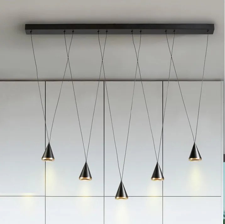Lustra liniara cu 5 pendule suspendate LED Conic