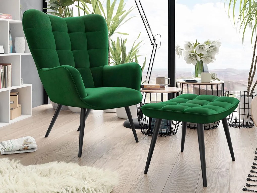 Fotoliu cu Taburete Rena (Verde). Promo -17%. 1070162