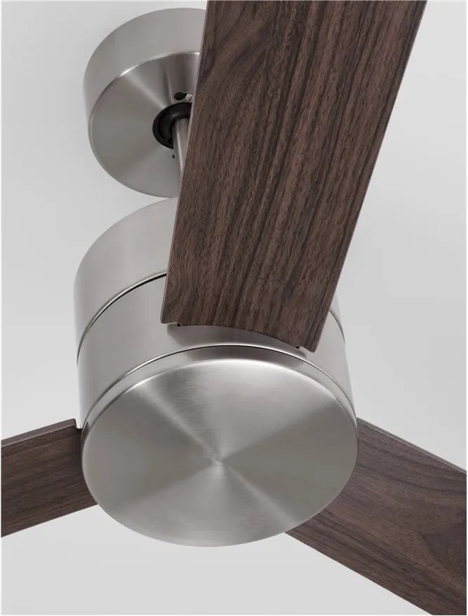 Ventilator de tavan cu telecomanda design modern AXEL otel nuc/stejar