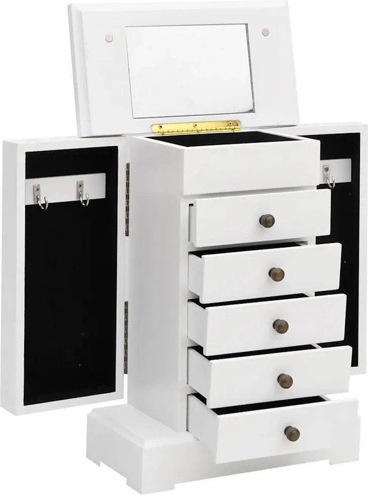 vidaXL Cutie de bijuterii cu oglindă, 25x13,5x34 cm, MDF