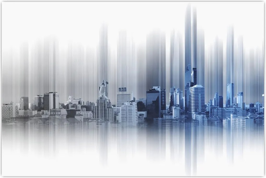 Tablou - Panorama orașului, albastru-gri (90x60 cm)