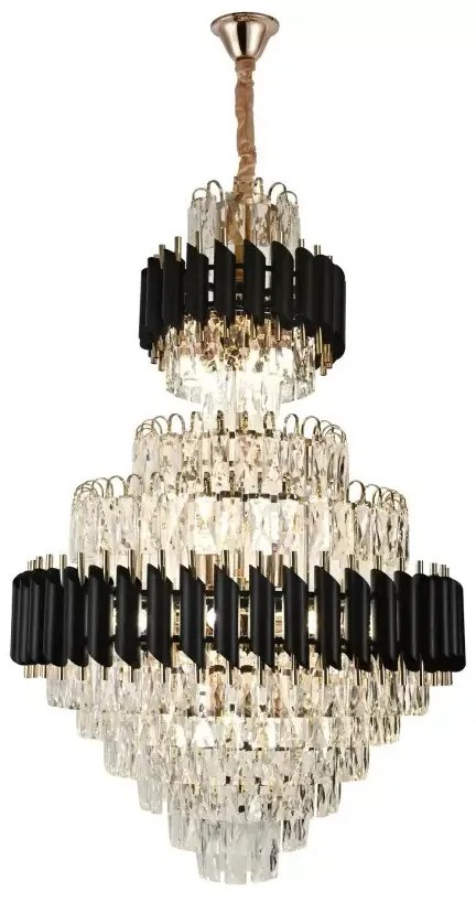 Candelabru Cristal Elit'S Leonidas, 20x E27 Auriu-Negru, 80x110 cm