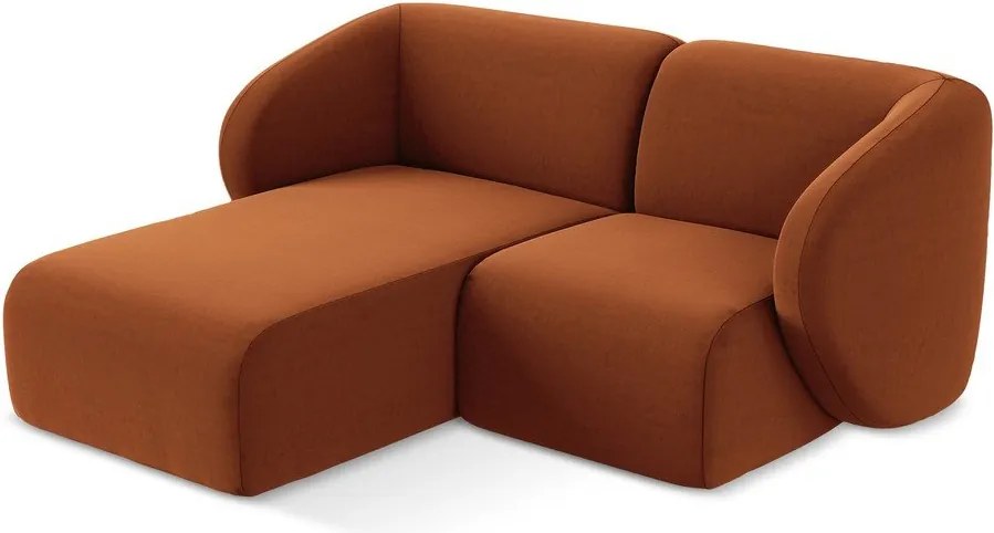 Colțar teracotă cu tapițerie din catifea (cu colț pe partea stângă/cu șezlong) Lani – Makamii