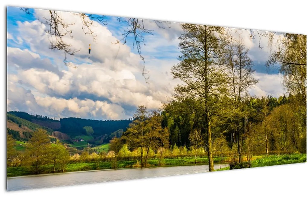 Tablou - Barcă pe lac (120x50 cm)