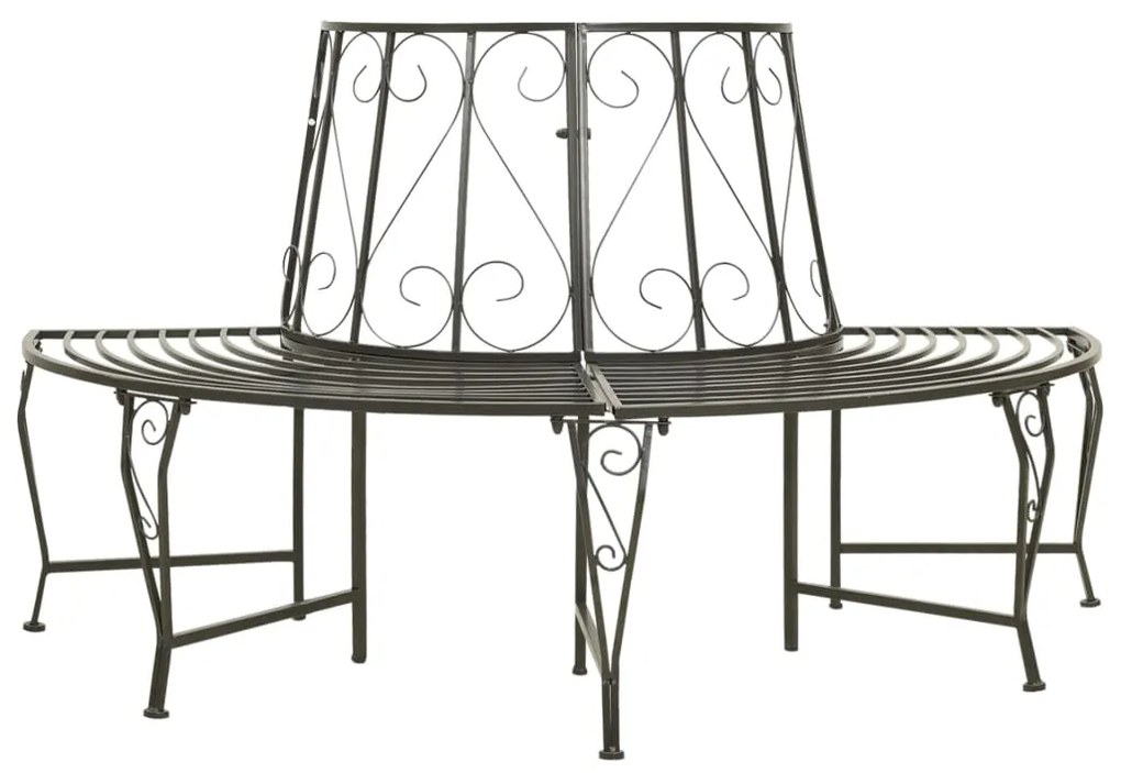 313034 vidaXL Bancă de copac semicirculară pentru grădină, 160 cm, oțel