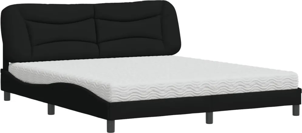 vidaXL Pat cu saltea, Hvar, negru, 180x200 cm, catifea