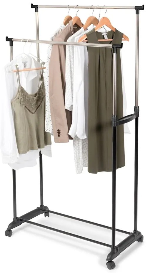 Suport dublu mobil pentru haine, cu înălțime reglabilă Compactor Cleano