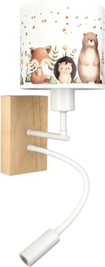 Brilagi - Lampă LED flexibilă BOBO WOOD 1xE27/25W/230V + LED/3W stejar/alb/cu motive animale