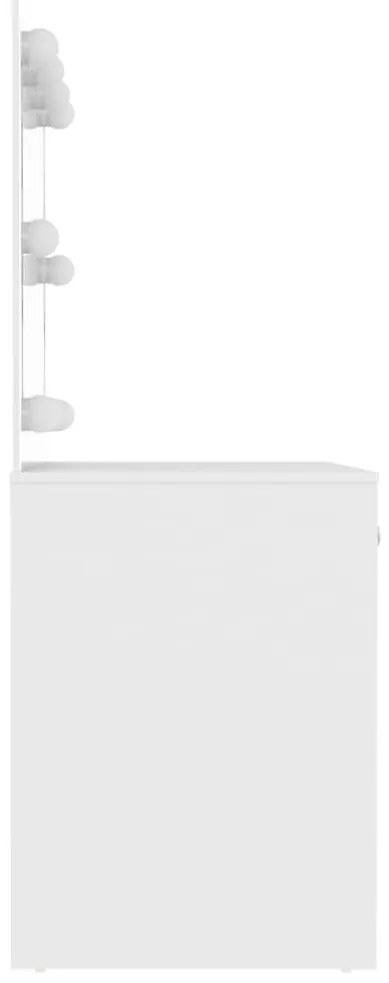 Masa de machiaj cu lumini LED, alb, 110x55x145 cm, MDF Alb