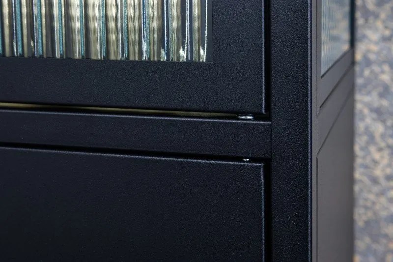 Vitrina moderna din metal si sticla Paris 180cm negru