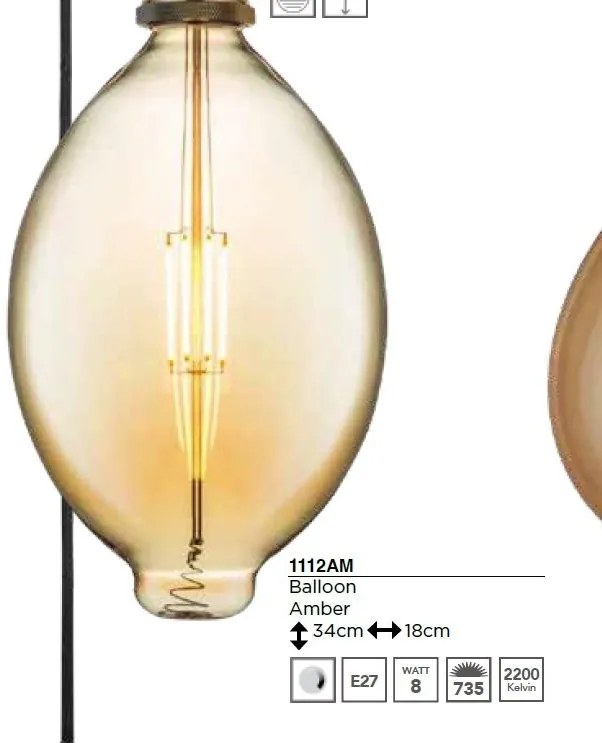Bec decorativ de dimensiuni mari E27 dimabil 8W 2200K Giant LED Balloon