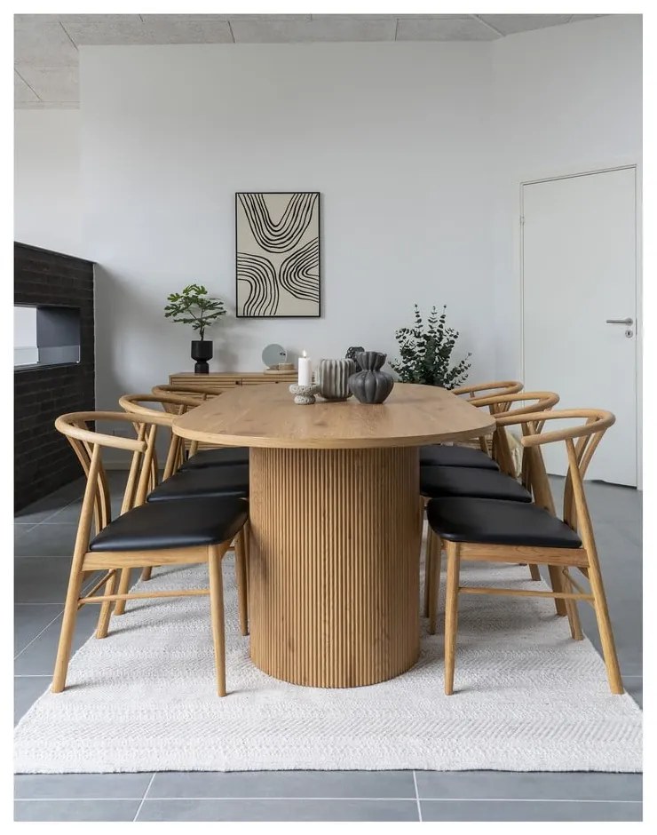 Scaun de dining negru/în culoare naturală din imitație de piele Artenara – House Nordic