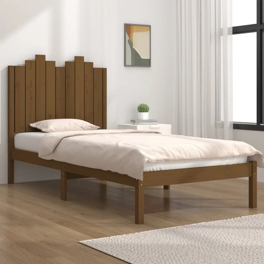 3103766 vidaXL Cadru de pat, maro miere, 90x200 cm, lemn masiv de pin