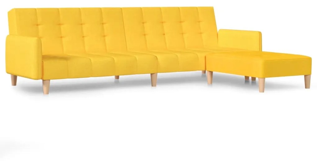 3080554 vidaXL Canapea extensibilă cu taburet, 2 locuri, galben, textil